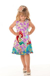 Vestido Infantil Sereia Ariel Dia a Dia